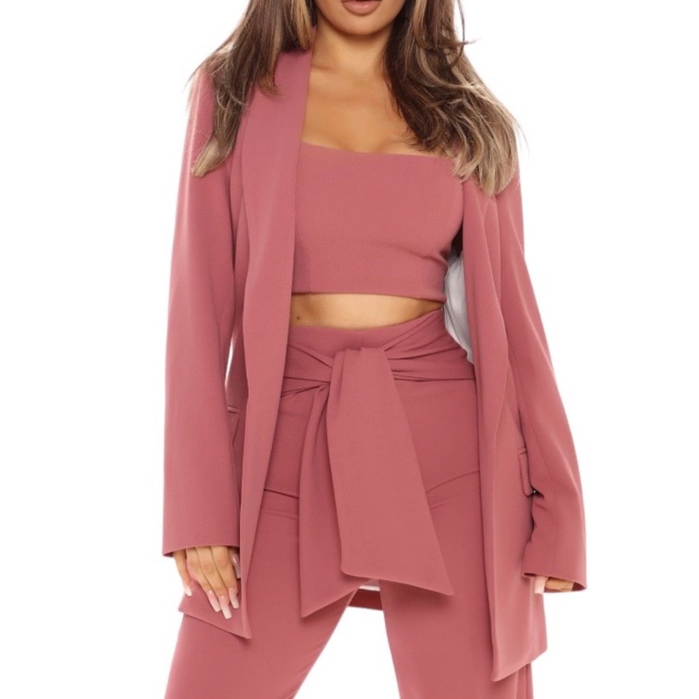 Sasha Open Front Blazer - Mauve